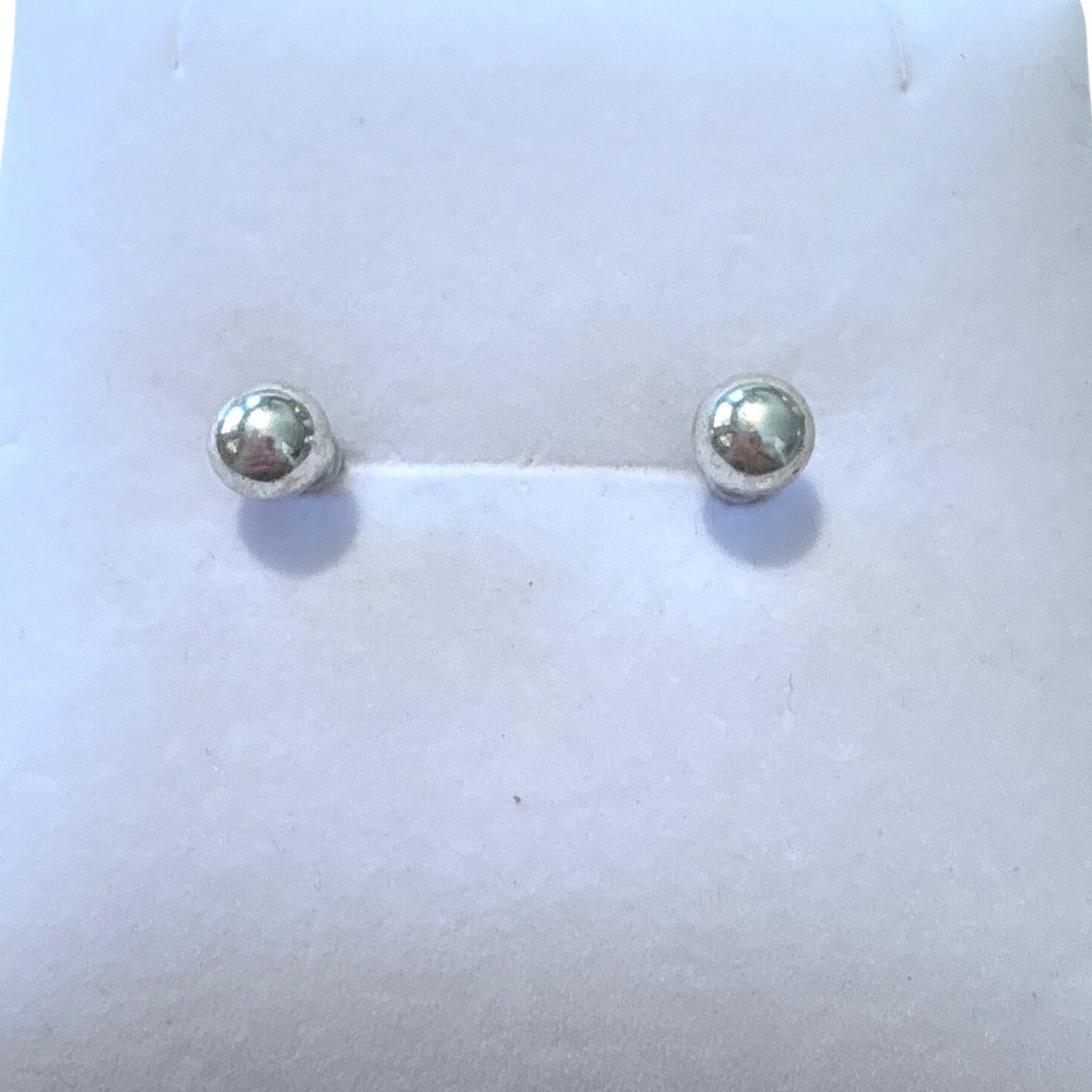 Classic Silver Tone Ball Stud Earrings 0.25 Inch Round Sphere Minimalist Post